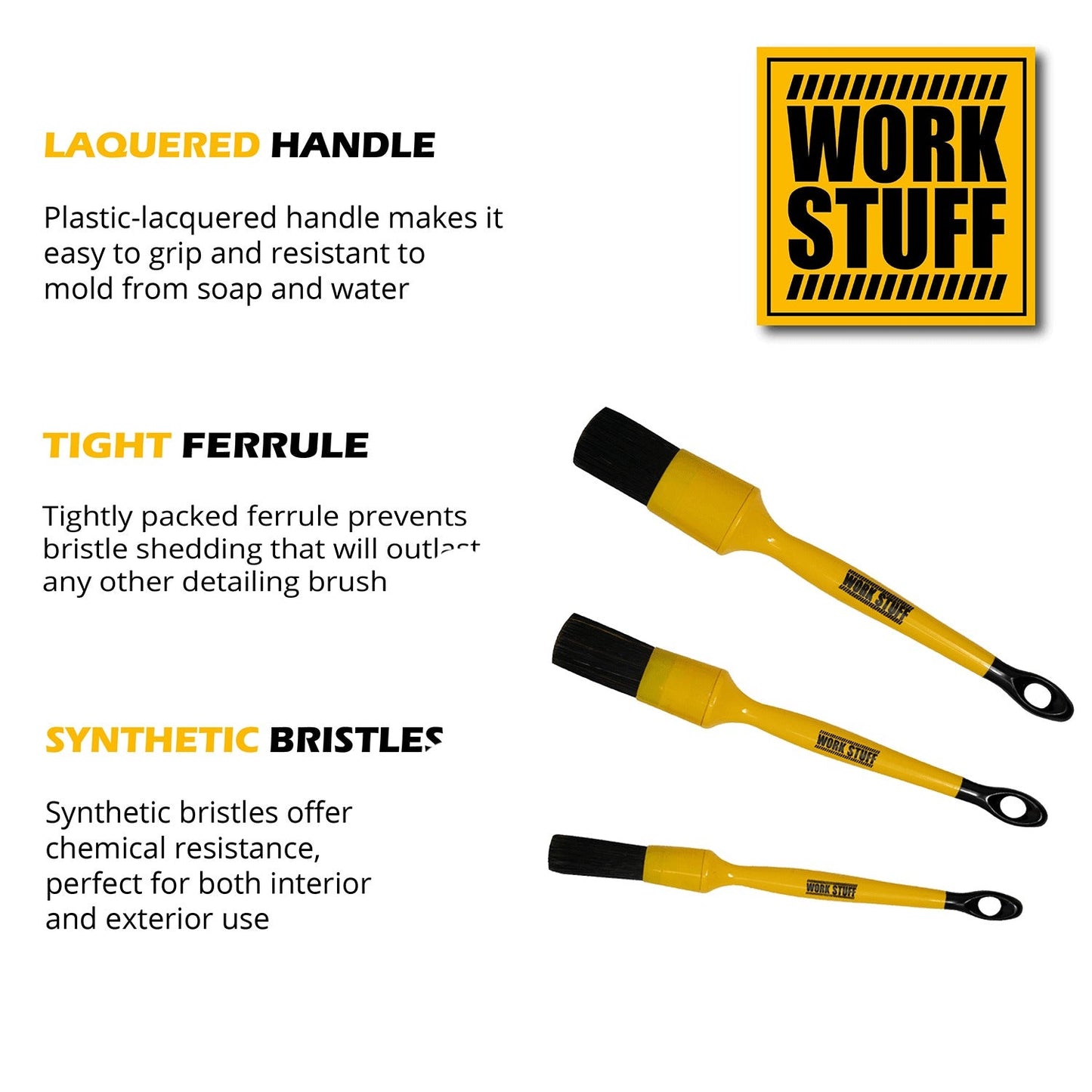 WORK STUFF Detailing Brush Black 3 pack