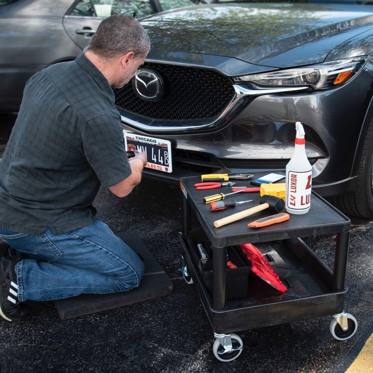Luxor Mobile Mechanic’s Seat with Storage – Rolling Garage & Shop Stool