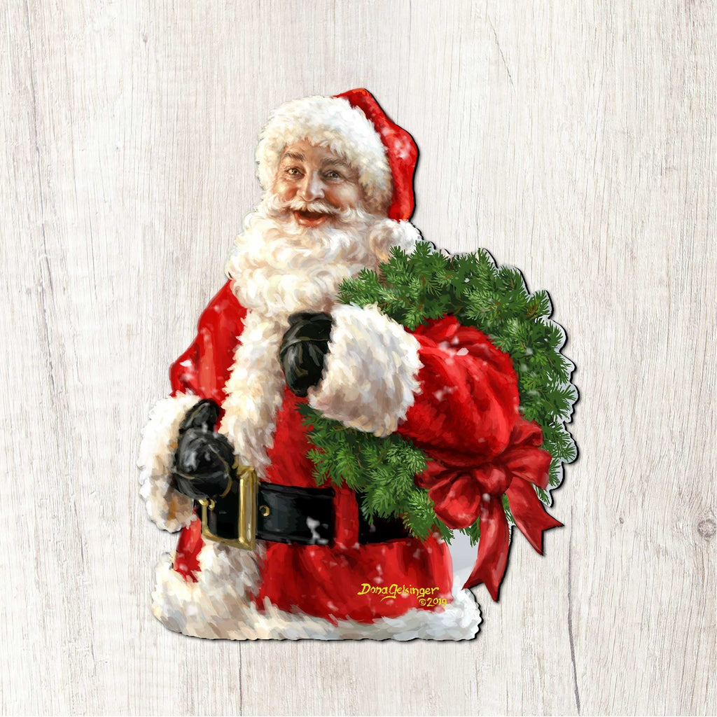 Santa Holiday Door Wreath by D. Gelsinger - Christmas Santa Snowman Decor - 8461015H-1513
