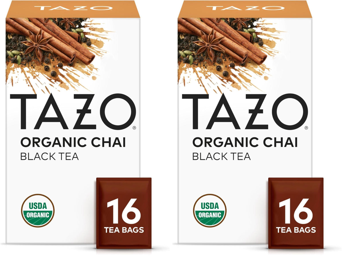 TAZO Organic Chai Black Tea Bags – Gentle Caffeine Wellness Brew, Kosher Certified Spice Tea for Daily Calm