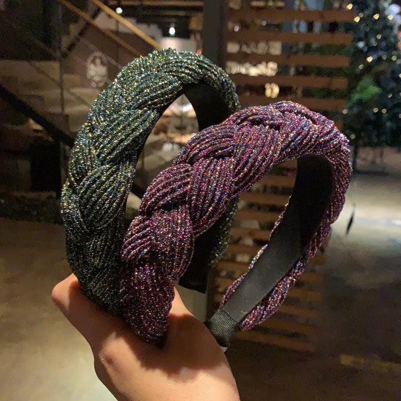 New Women Hairband Cross Knot Braid Twist Headband Adult Autumn Winter Shiny Color Headwear Wide Side Turban Gorgeous Hair Accessories Women's