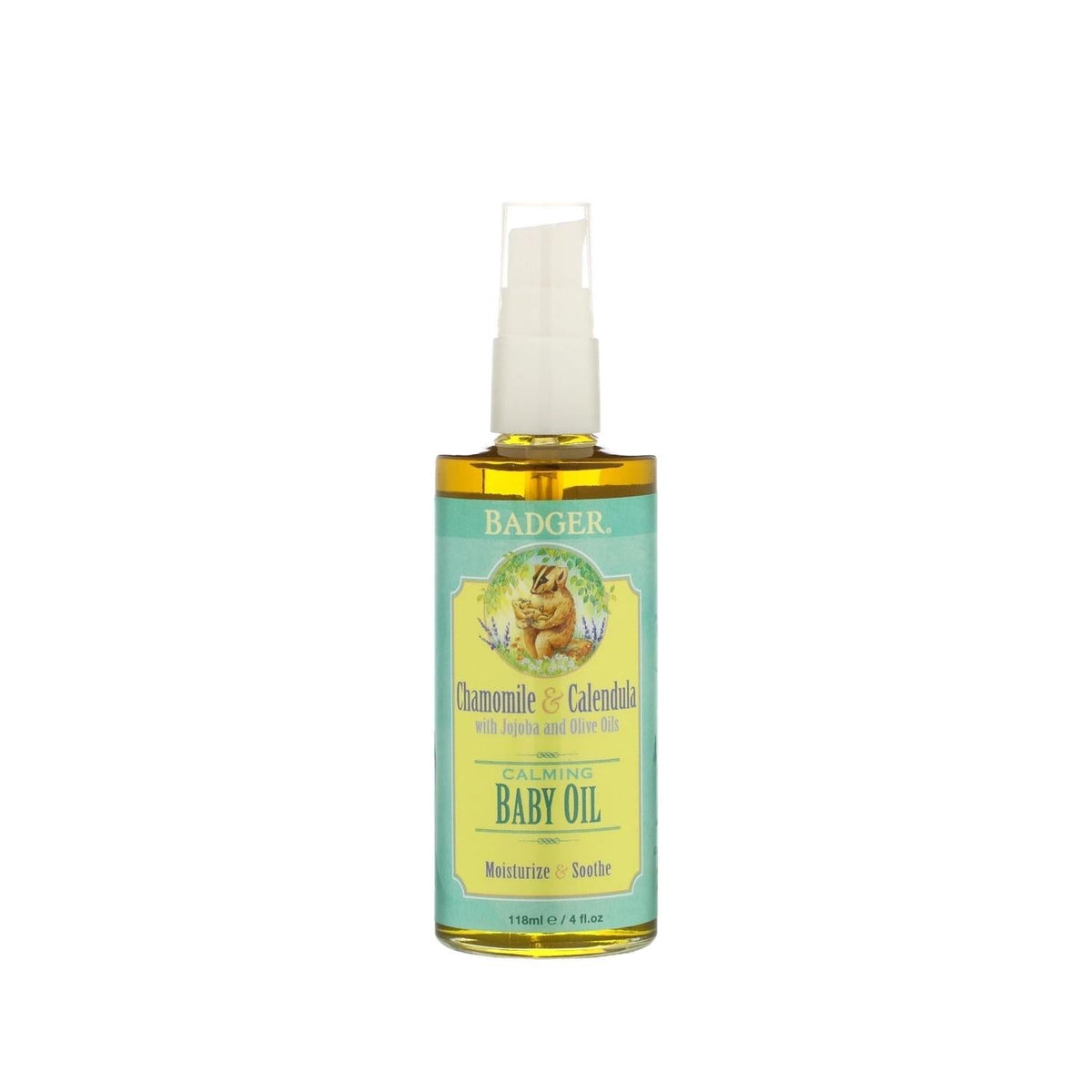 Badger Baby Oil 118ml - Natural & Gentle Baby Skin Care for Newborns & Infants