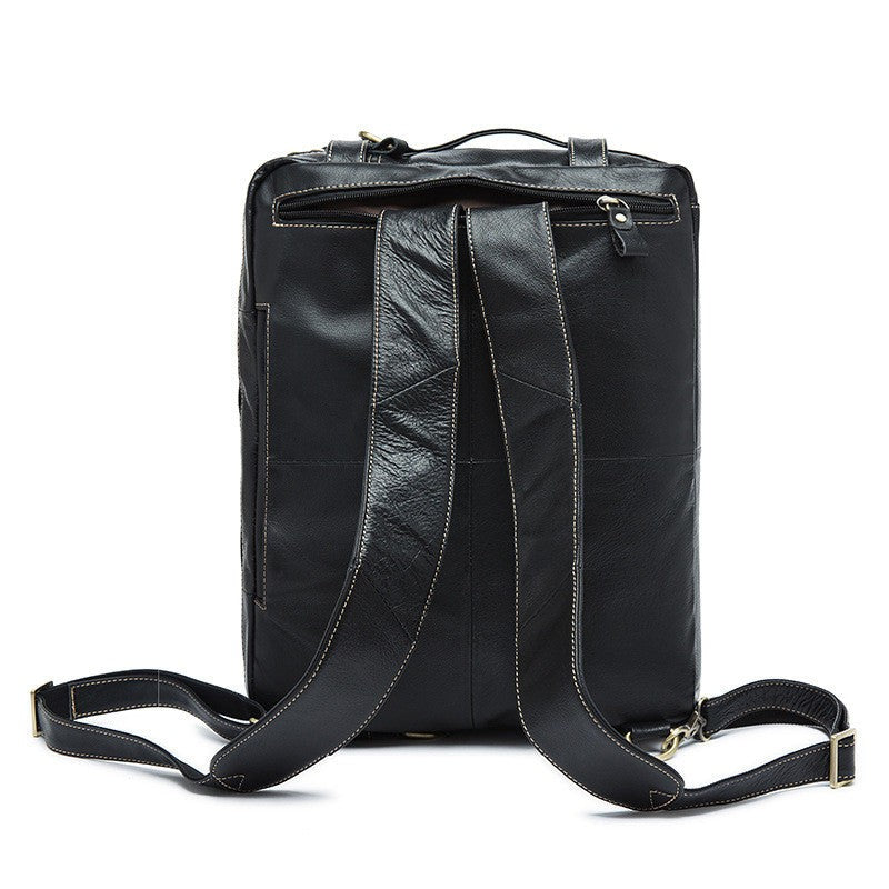 Convertible Leather Backpack, Men's Shoulder Bag, Large Capacity Leather Briefcase
