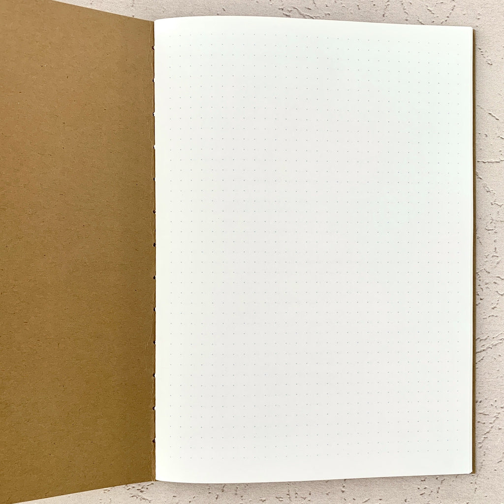 A5 Dot Grid Travelers Notebook Insert – Fountain Pen Friendly, Hand-Stitched Kraft Cover