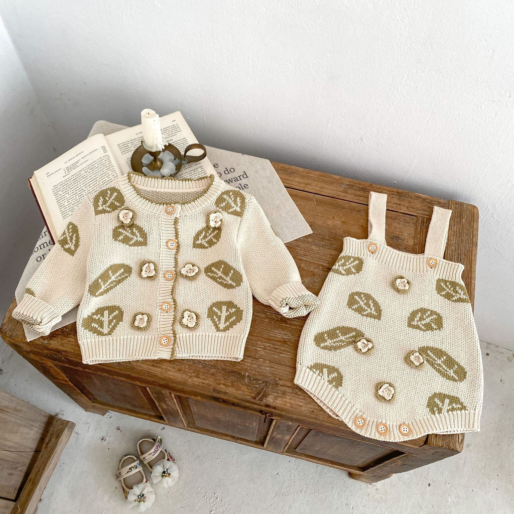 Leaf Jacquard Children's Sweater Two-piece Set