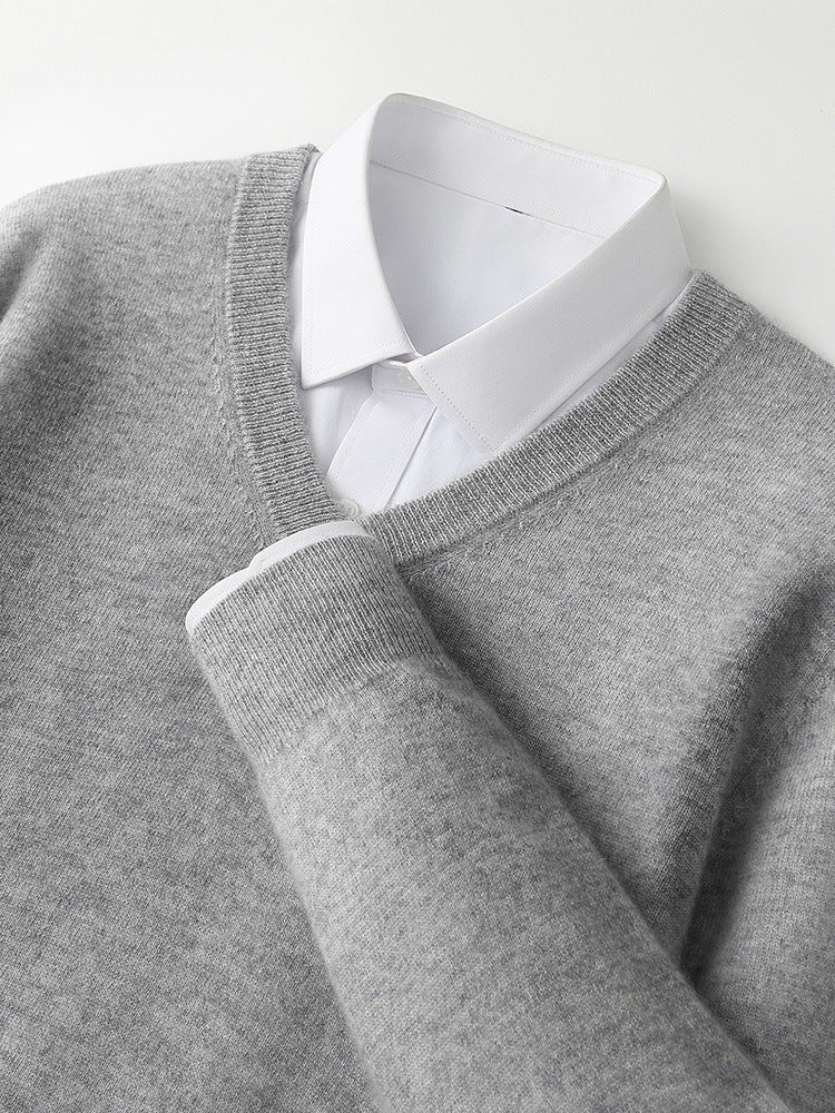 V-neck Cashmere Sweater Loose Fit Extra Thick