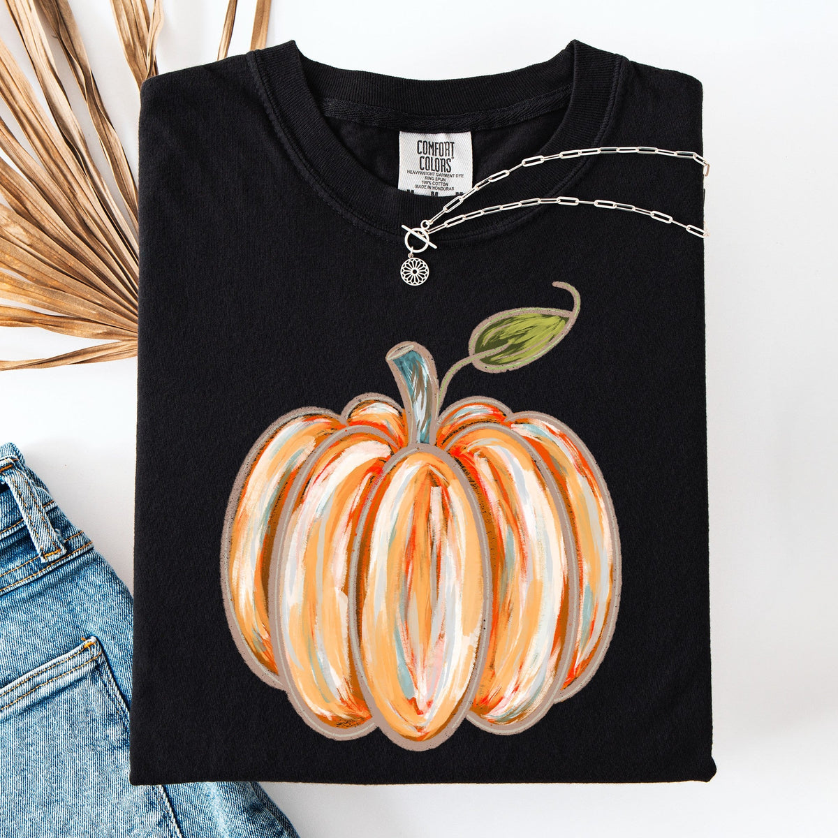 Watercolor Pumpkin Halloween Autumn Fall Cozy Vintage-Inspired Artwork For Seasonal Wardrobe Comfort Colors Tee