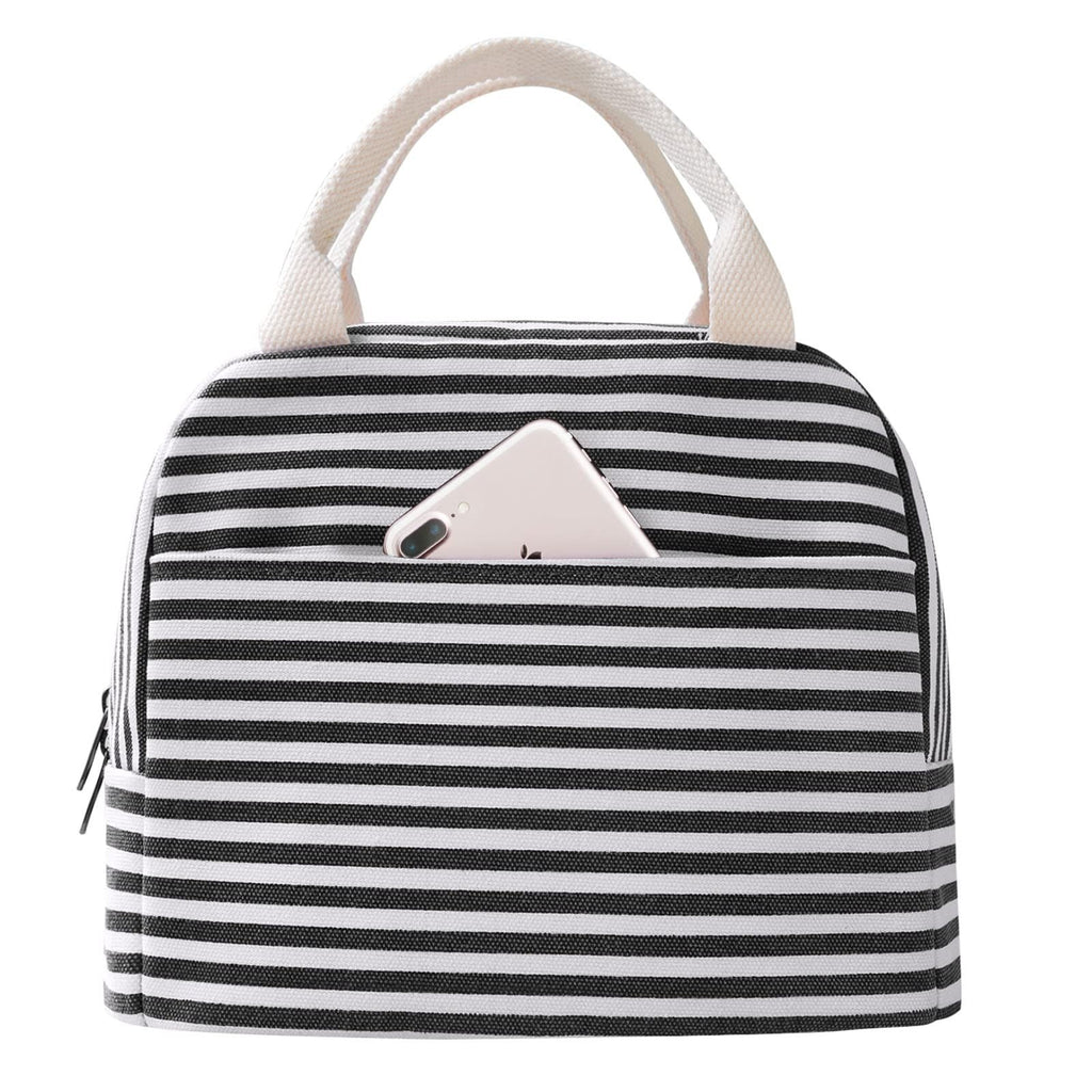 EurCross Striped Lunch Box – Elegant Housewarming Gift Women's, Foldable Insulated Lunch Bag for Daily Meal Prep