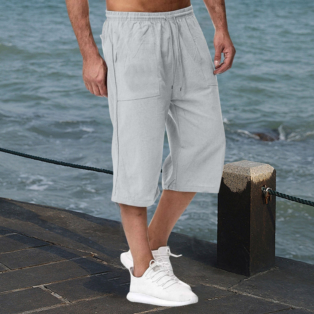 Amazon Europe And America 2026 Cross-Border Men's Casual Cotton-Linen Sports Pants Summer Cotton-Linen Cropped Casual Pants Men