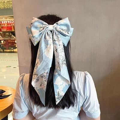 Solid Color Big Large Satin Bow Hairpins Barrettes Women's Girl Wedding Long Ribbon Hair Clip Fashion Hairgrips Accessories For Party