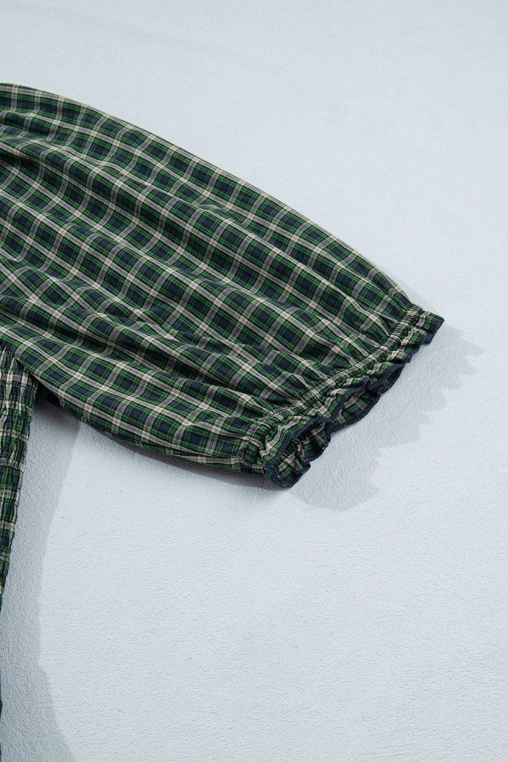 Daisy Plaid Square Neck Shirred High Waist Ruffle Hem Dress