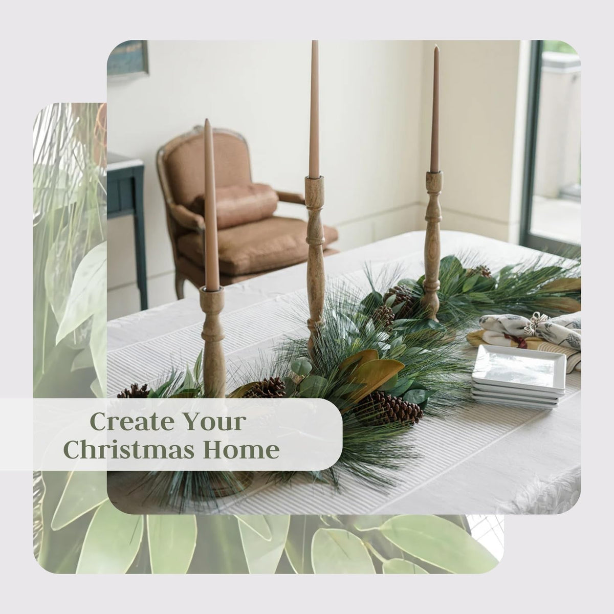 CG Hunter Holiday Collection Faux Garland, Premium Artificial Indoor and Outdoor Large 6-ft Magnolia, Eucalyptus, Pinecone, Needle Pine Christmas Garland, Christmas Decorations and Holiday Greenery