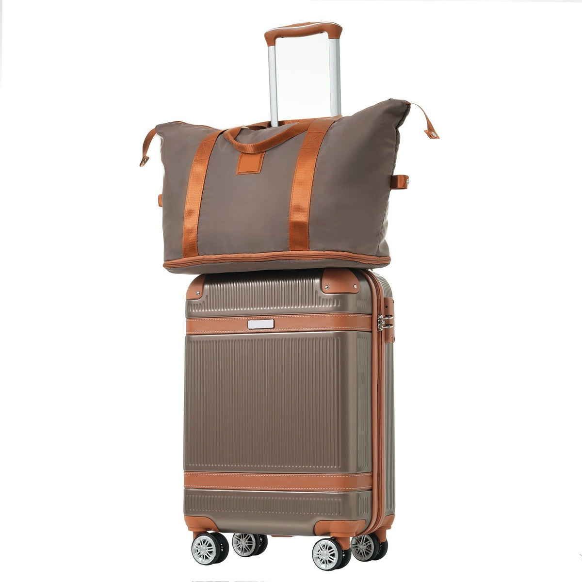 Hardshell Luggage Sets 3 Piece Carry-on Suitcase Double Spinner Wheels with TSA Lock for Men Women, Coppery (20in)