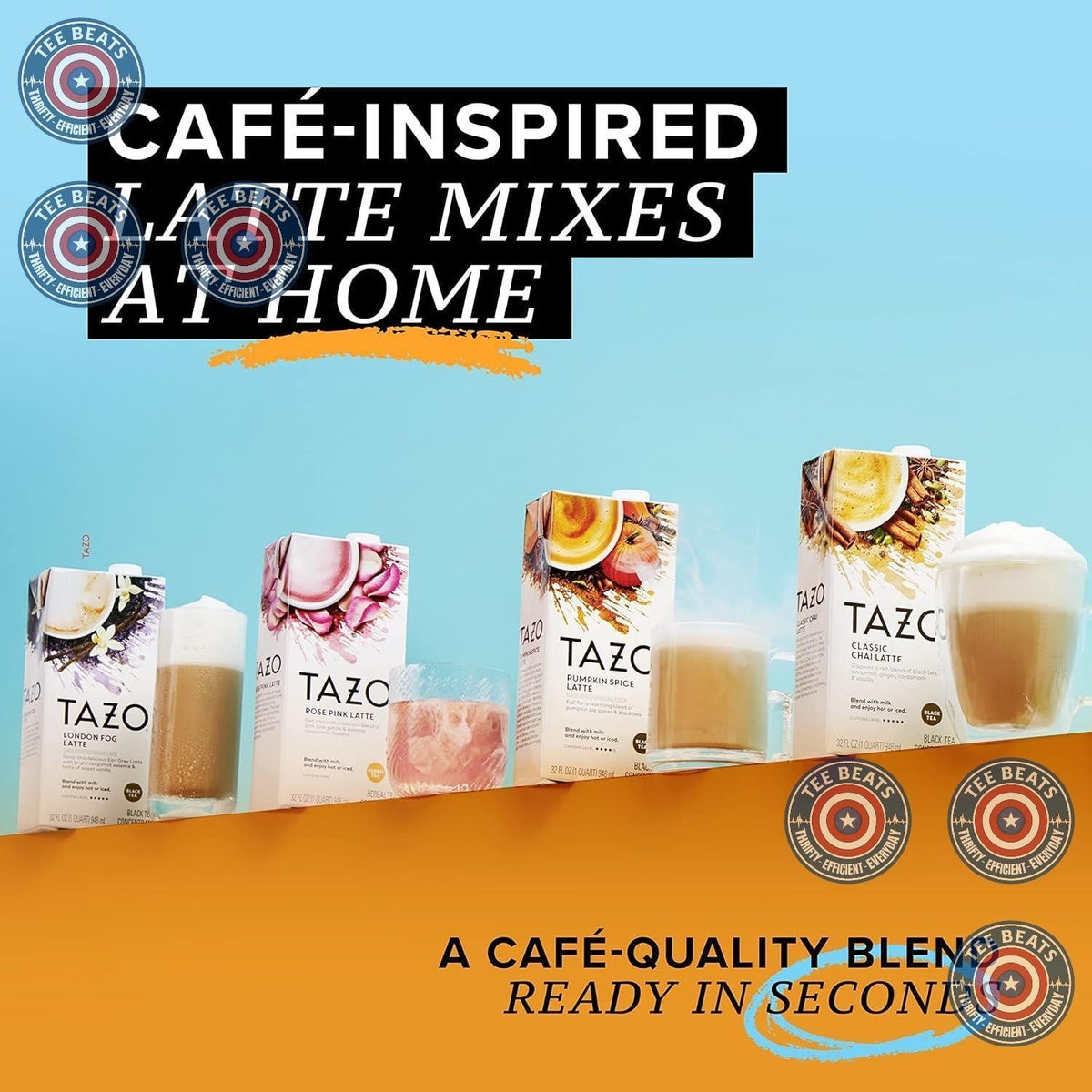 TAZO Chai Latte Tea Concentrate – Fast Iced Chai Refuel for Work From Home Study Breaks, 32 oz Carton