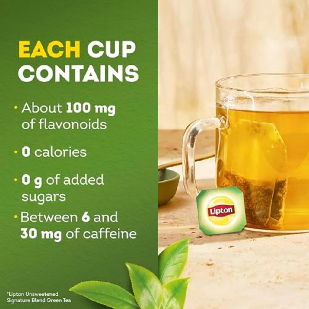 Lipton Signature Blend Green Tea Bags – Home Office Focus Drink, Low Caffeine for Afternoon Work