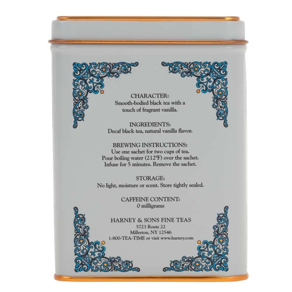 Harney & Sons Vanilla Comoro Decaffeinated Tea – Thoughtful Valentine's Day Gift for Her, Decorative Resealable Tin