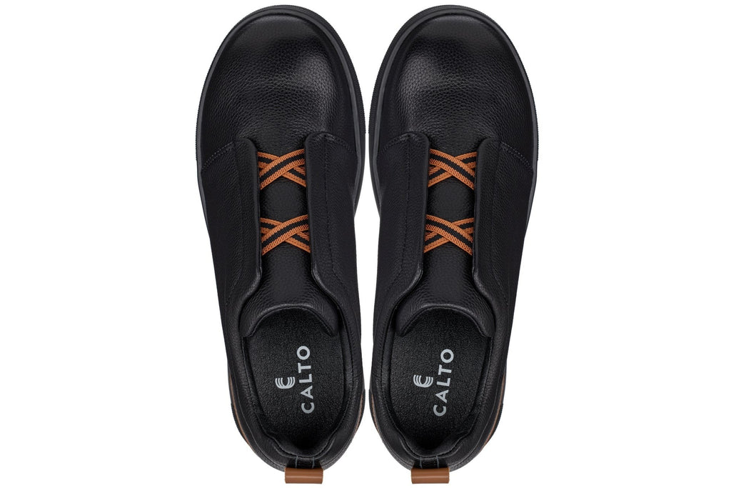 CALTO - J1931 - 2.6 Inches Taller (Black/Black Sole) - Slip-On Snoafers