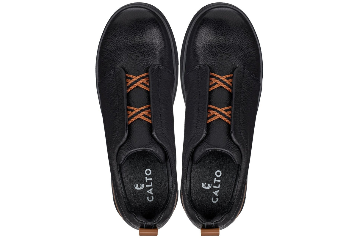 CALTO - J1931 - 2.6 Inches Taller (Black/Black Sole) - Slip-On Snoafers