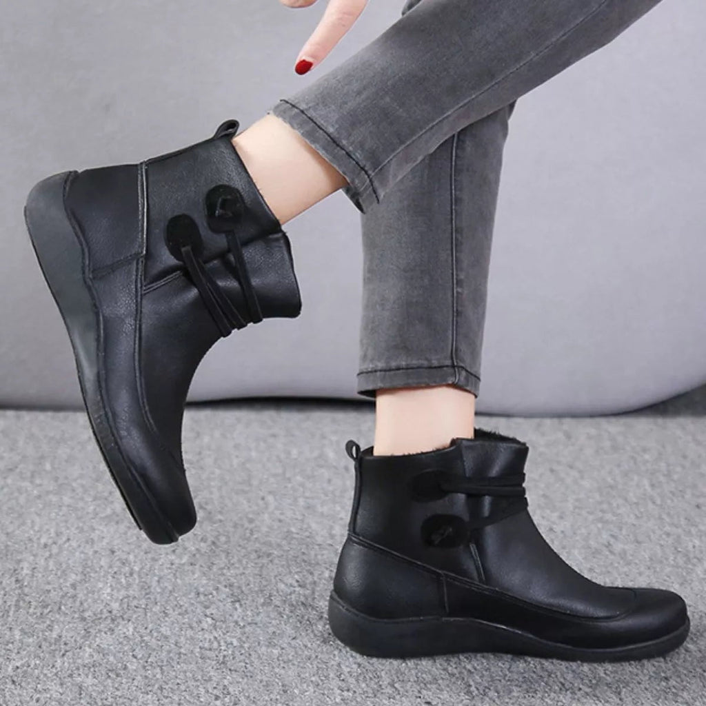 Button Detail Ankle Boots