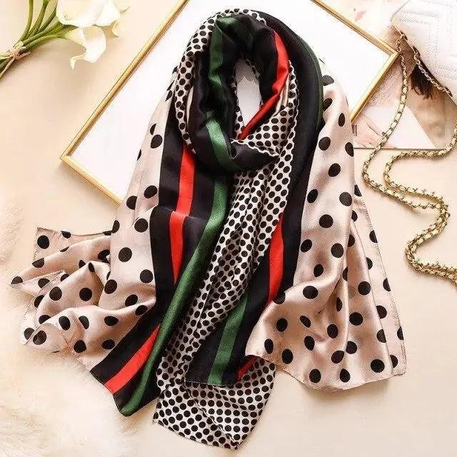 New Women Autumn Winter Fashion Silk Scarf Shawl Beach Headband Female Casual Wear Beach Friendly Spring Silk Scarf Flower Print Silk Scarves Shawls and Wraps Long Size Beach Stoles