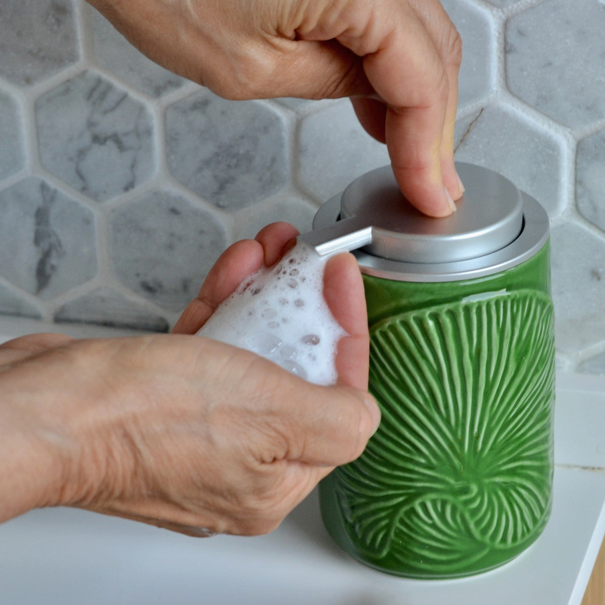 Ceramic Foaming Soap Dispenser - Moss Green
