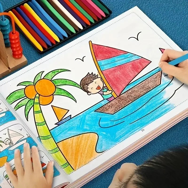 46-Page Kids Drawing & Painting Coloring Book - Educational Art Supplies for Creative Learning, Gift for Boys & Girls, Chinese V