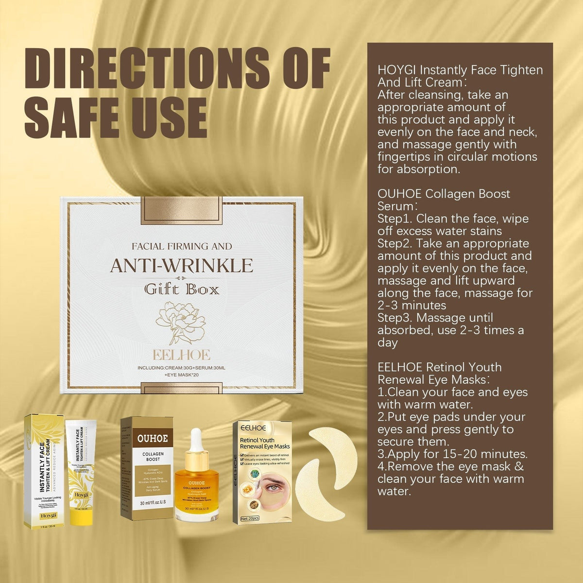 Facial Skin Care Gift Box, Moisturizing And Moisturizing Face And Eye Skin Rejuvenation Care And Lotion Set