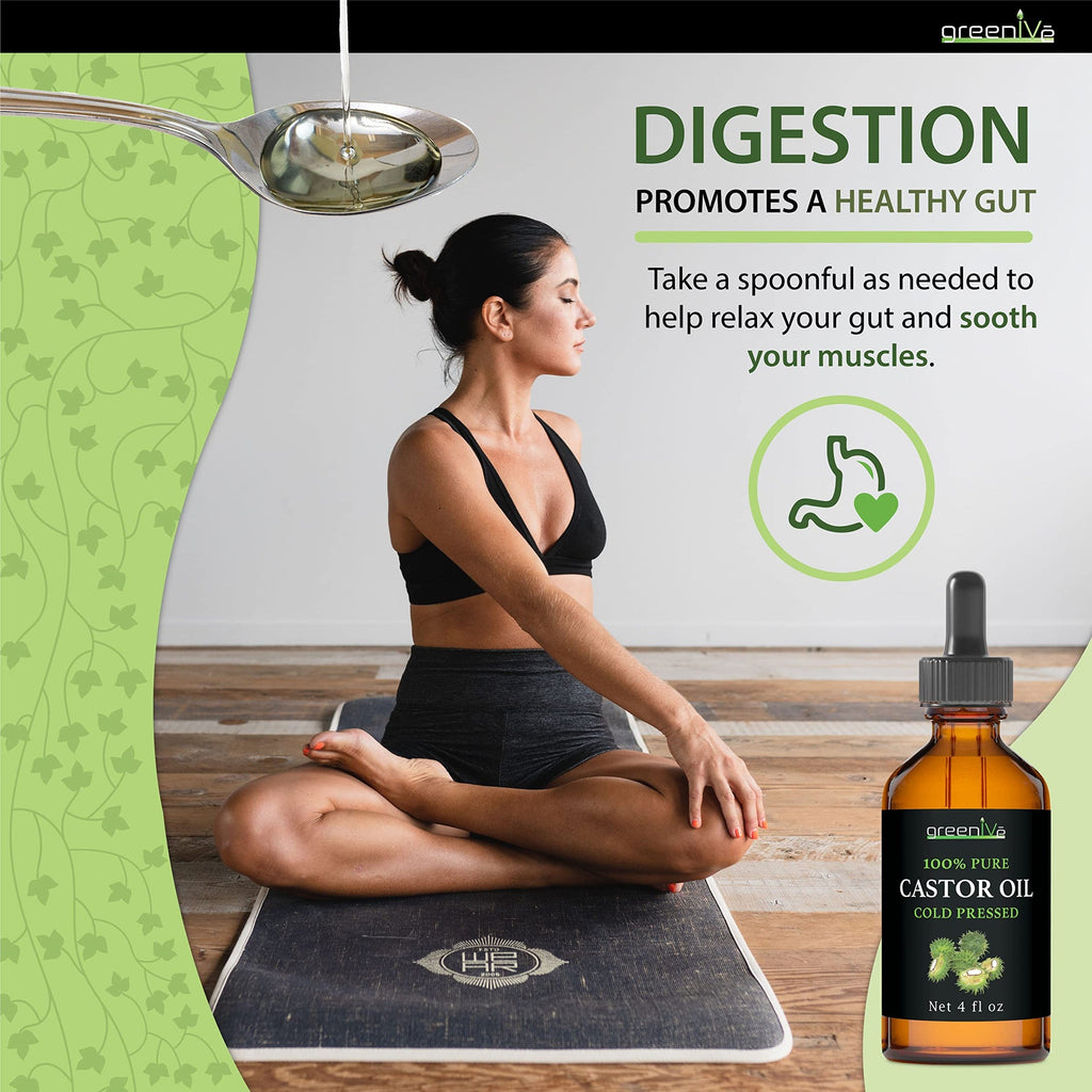 GreenIVe USP Grade Castor Oil – Holistic Detox and Relaxation Companion for the Wellness Room, 8oz Amber