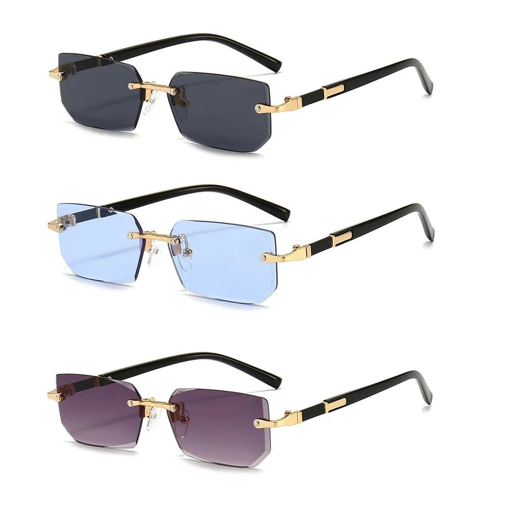 Rimless Sunglasses Rectangle Fashion Popular Women Men Shades Small Square Sun Glasses For Female Male Summer Traveling Glasses