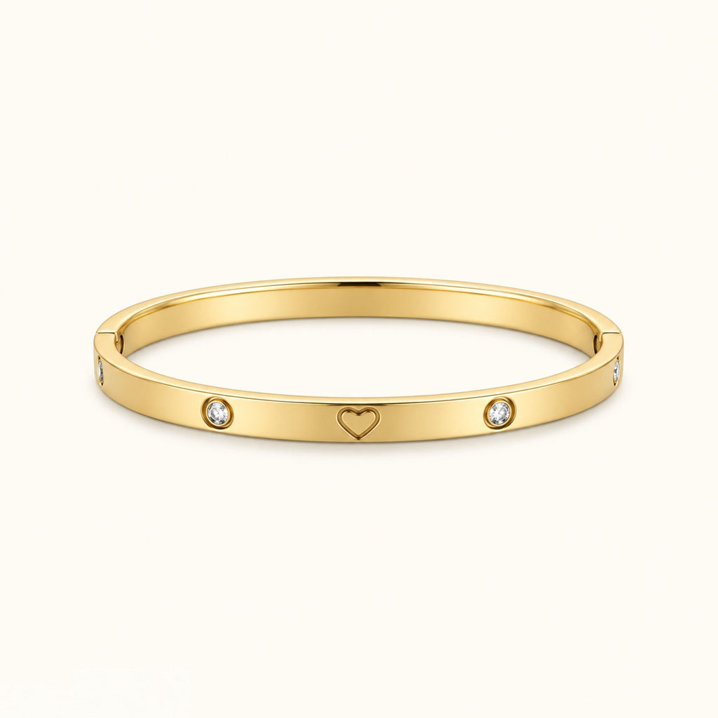 Gold Filled Heart Diamond Bangle