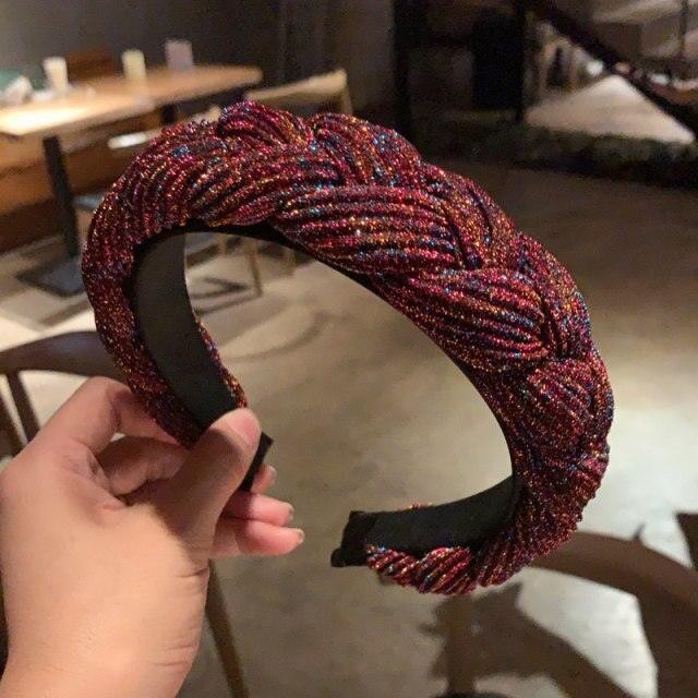 New Women Hairband Cross Knot Braid Twist Headband Adult Autumn Winter Shiny Color Headwear Wide Side Turban Gorgeous Hair Accessories Women's