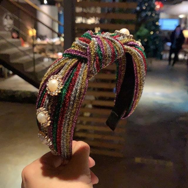 New Women Hairband Cross Knot Braid Twist Headband Adult Autumn Winter Shiny Color Headwear Wide Side Turban Gorgeous Hair Accessories Women's