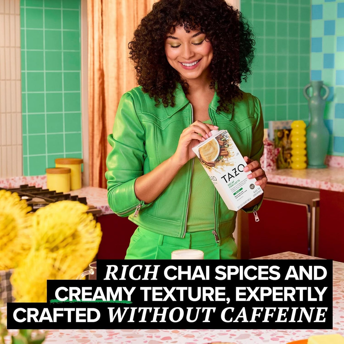 TAZO Caffeine-Free Chai Latte Mix for Soothing Bath Time and Yoga Nook Refresh, Pre-Sweetened Organic Black Tea Concentrate