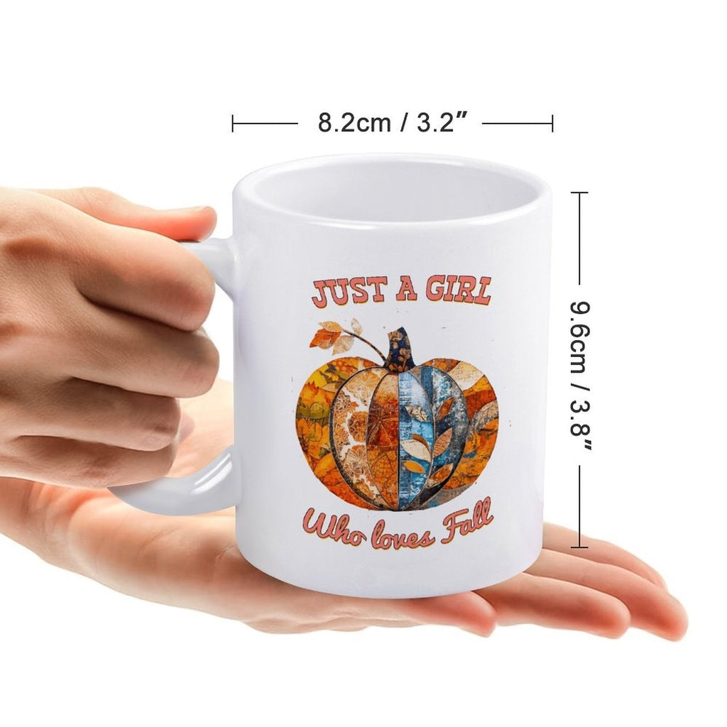 Just a Girl Who Loves Fall Pumpkins 14oz White Ceramic Mug with Handle
