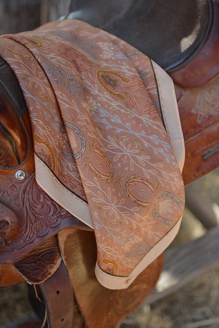 Western Harvest in Dusty Rose Silk Cowgirl Wild Rag Scarf