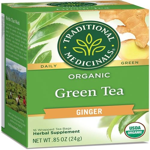 Traditional Medicinals Organic Green Tea Ginger Herbal Tea, Promotes Healthy Digestion, (Pack Of 1) - 16 Tea Bags