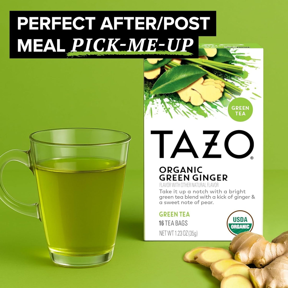 TAZO Organic Green Tea Peachy Green – Self-Care Morning Meditation Cup, Gentle Caffeine Focus