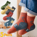 Kids Cartoon Cat Middle Tube Socks Autumn Winter Crew