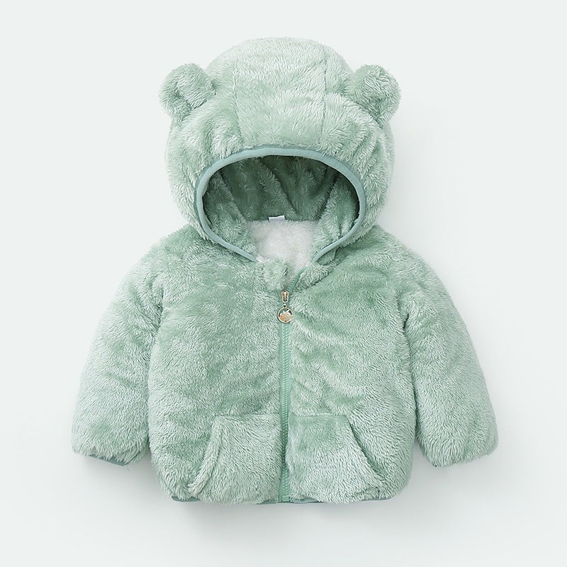 Modern Winter Fleece Children's Sweater Boys and Girls Hoodie Jacket Warm Baby Coat With Bear Ears