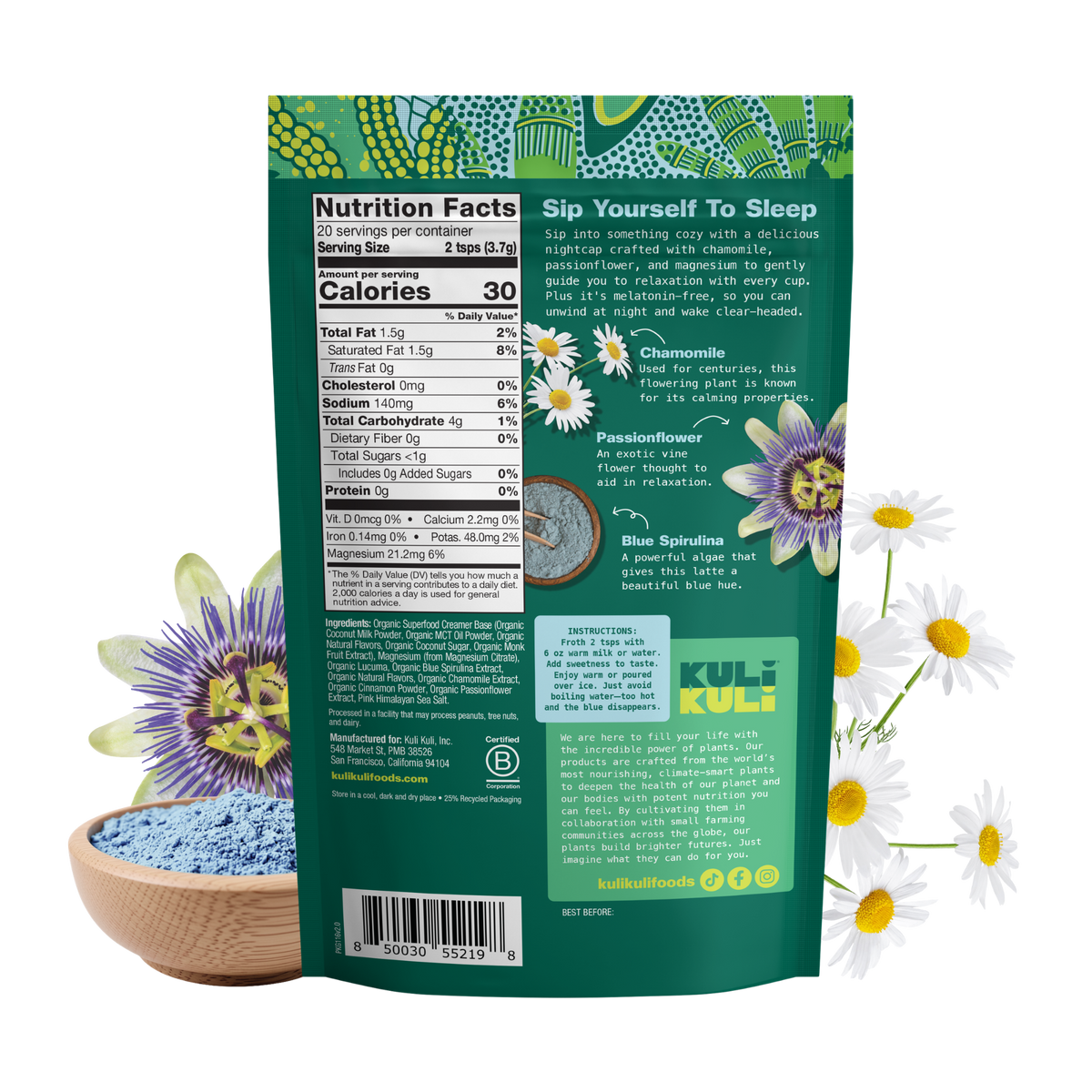 Blue Chamomile Latte for Sleep