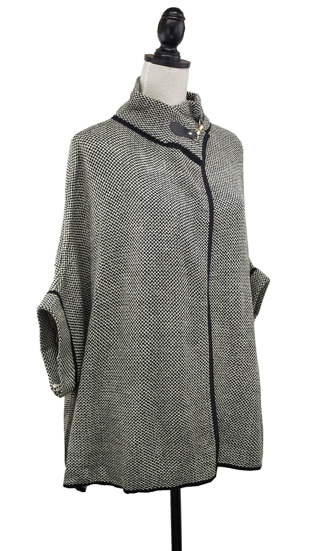stylesilove Women Sweater Knit Cardigan with Buckle Fashion Jacket Shawl Poncho Warm Wrap for Fall Winter Season