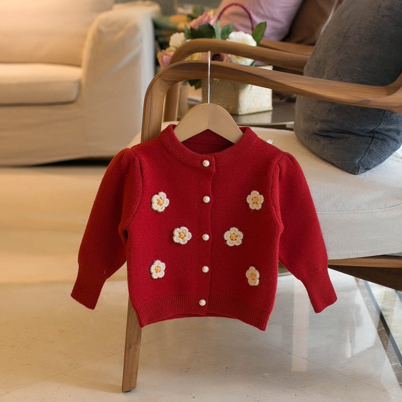 Children's Sweater Flower Girls Cardigan