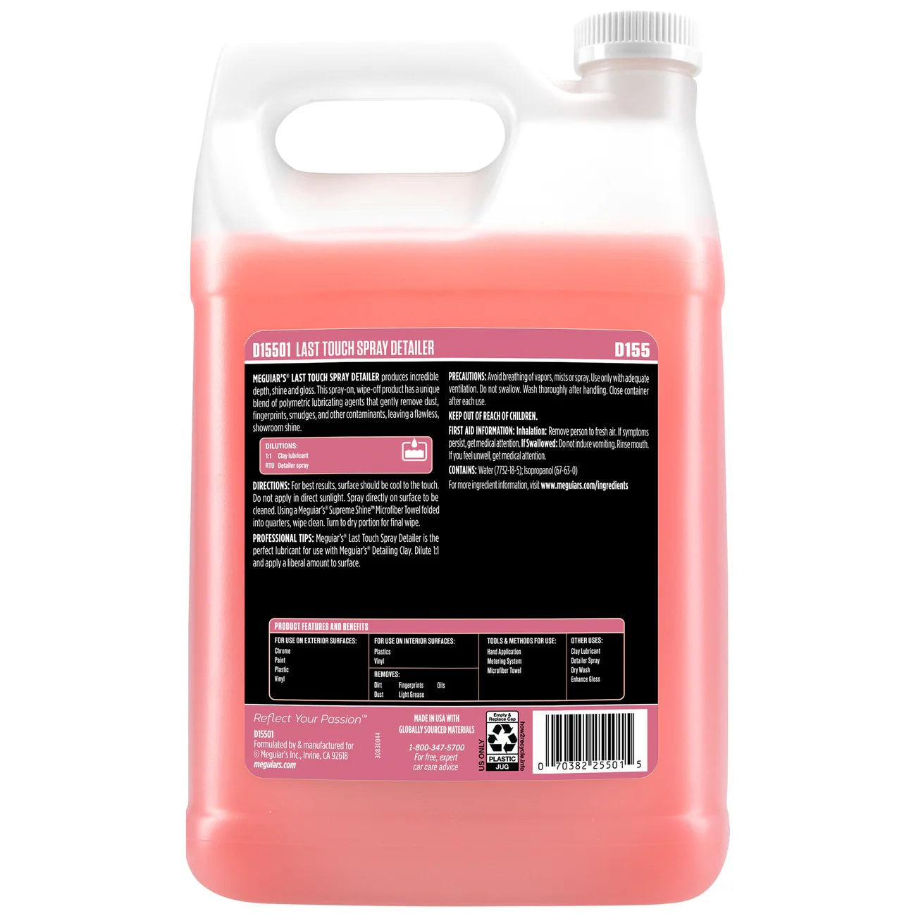Meguiar's Last Touch Showroom Shine – D155 Spray Detailer (1 Gallon)