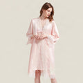 19 Momme Lace-Trim 100% Mulberry Silk Robe & Camisole Set – Women's Sleepwear Loungewear