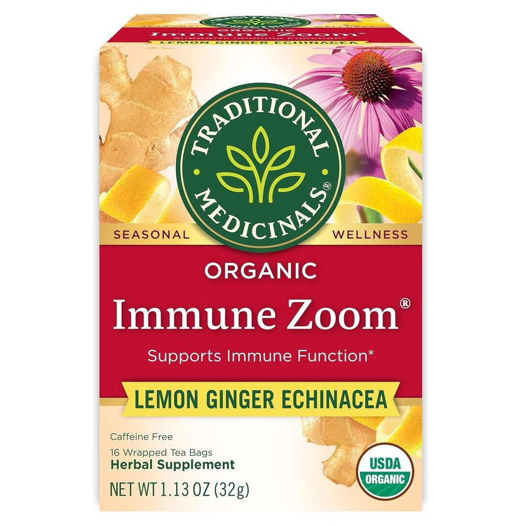 Traditional Medicinals Organic Immune Zoom Lemon Ginger Tea - Clutter-Free Tea Drawer Staple for Intentional Homes