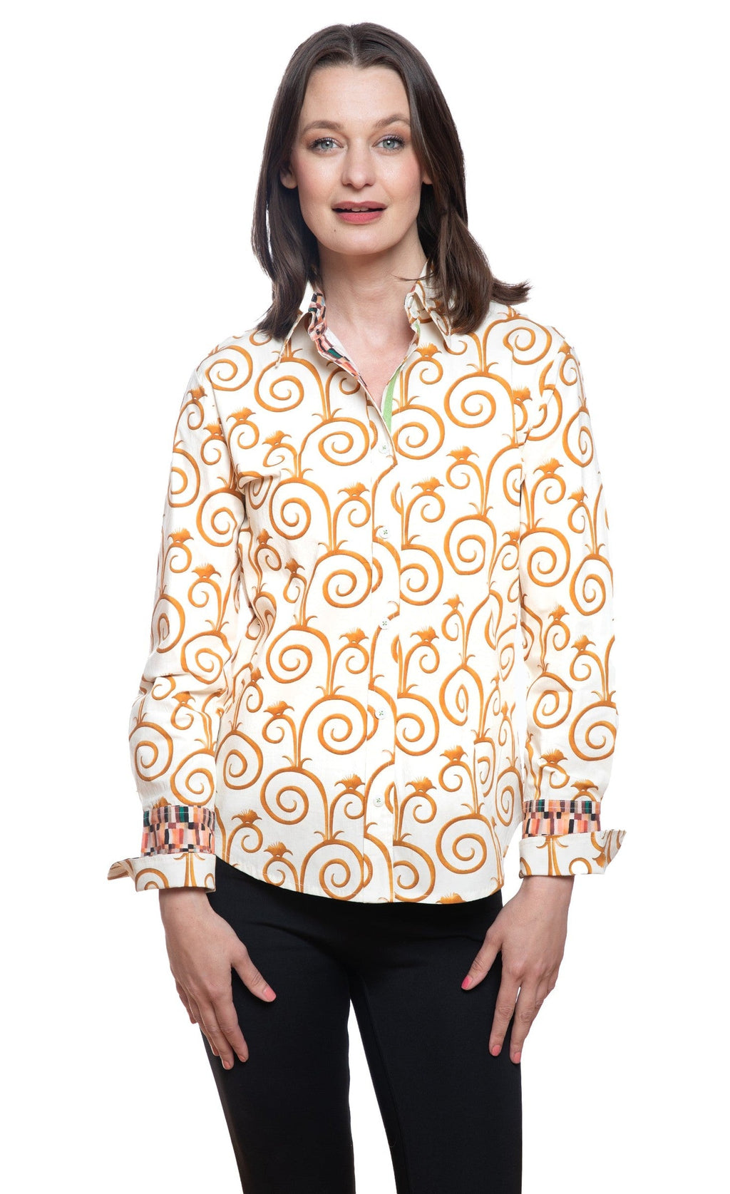 Rome Shirt Gold and White Swirl Print