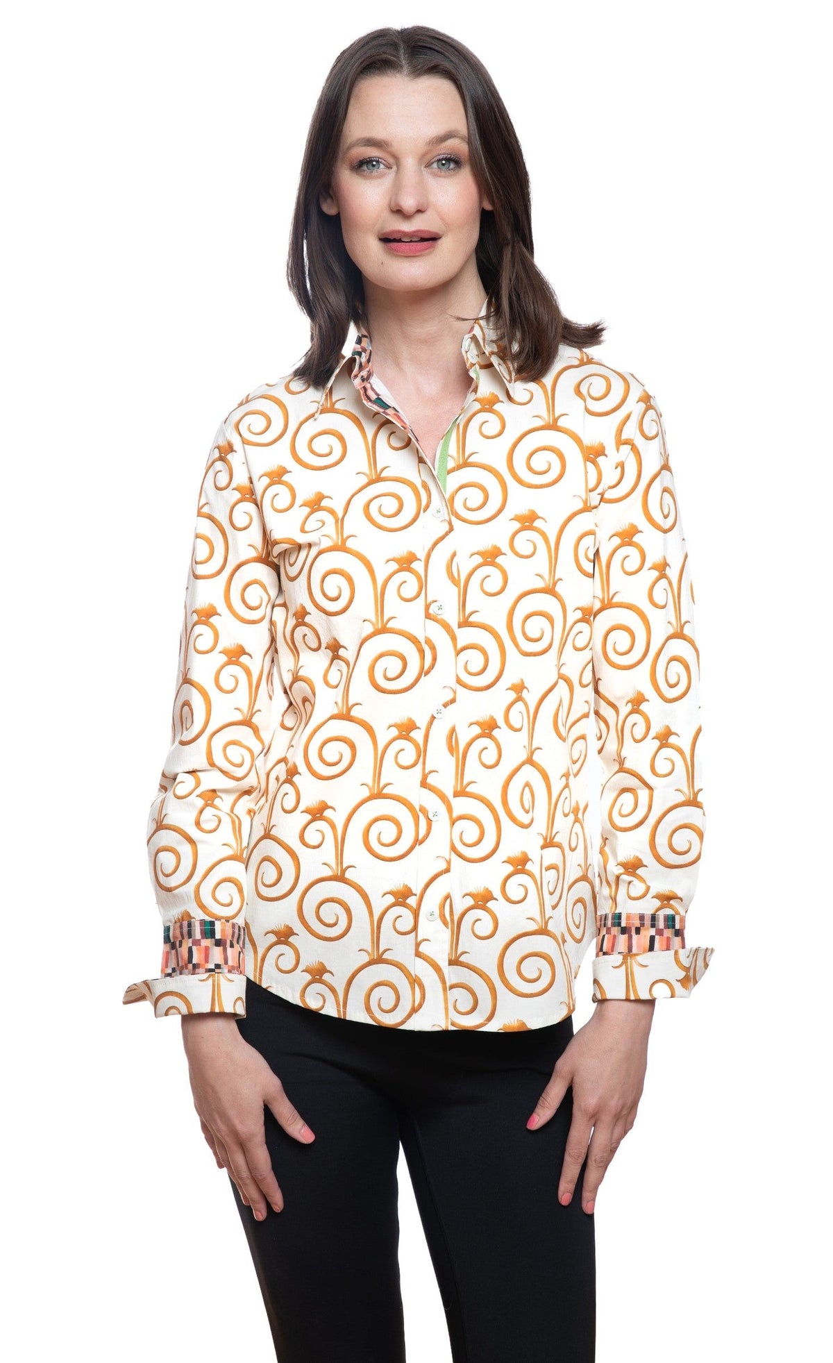 Rome Shirt Gold and White Swirl Print