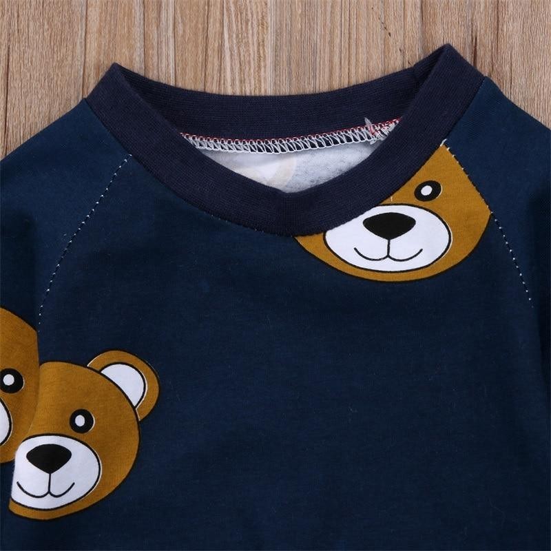 Baby Boy Clothes Tee Hoodies and Long Pants Long Sleeve Outfits For Boys Pajamas With Bear Deisgn In Modern Style