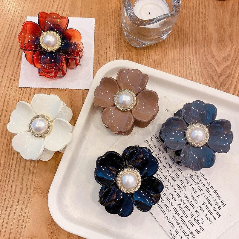 Sweet Flower Shape Hair Clips Women's Girls Hair Claw Chic Barrettes Claw Crab Hairpins Styling Bohemia Hair Jaw Clamps Medium Thick Hair Women