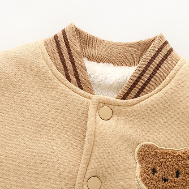 Fleece-lined Baseball Uniform Cotton Clothes Coat